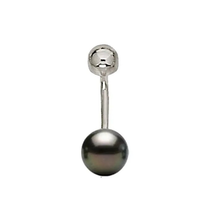 Bauchnabelpiercing aus 18 Karat Gold oder 925er Silber mit runder Tahiti-Perle