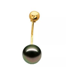 Bijou de nombril en or jaune 18K avec perle de Tahiti ronde 8–9 mm