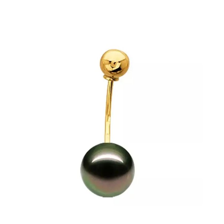 Bauchnabelpiercing aus 18 Karat Gold oder 925er Silber mit runder Tahiti-Perle
