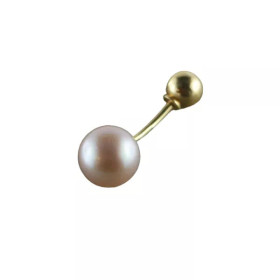 Bijou de Nombril Or Jaune 18k Perle d'Eau Douce Rose