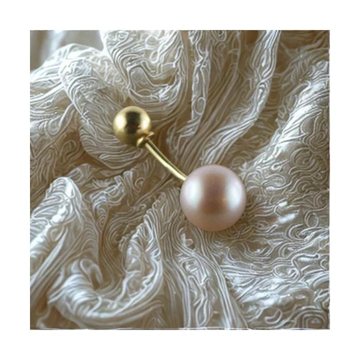 Piercing ombelico con perla d'acqua dolce rosa