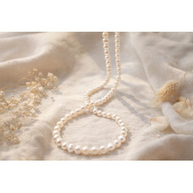 Sophia white long necklace of cultured pearls