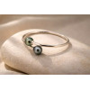Open toi et moi bracelet in solid 925 sterling silver, set with two round Tahitian pearls with natural overtones