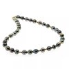 Collier Eléa en perles de Tahiti cerclées, rang alternant perles cerclées et billes en or jaune 18 carats