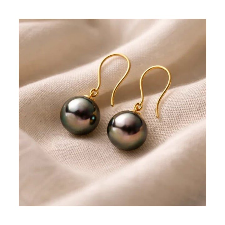 Pendientes Origines de oro con perlas de Tahití redondas