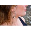 Boucles d’oreilles créoles Pia en argent 925 rhodié et perles keshi de Tahiti portées, vue de profil